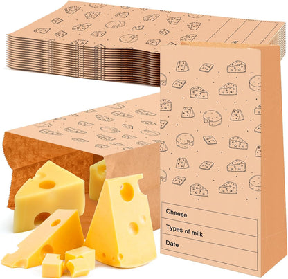 30 Count Cheese Storage Bags for Refrigerator, 10.6 x 6 Inch Cheese Paper Bags for Sandwiches, Wrapping and Food Container (Brown)