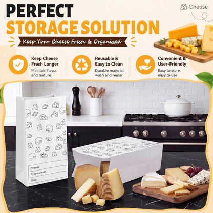 30 Count Cheese Storage Bags for Refrigerator, 10.6 x 6 Inch Cheese Paper Bags for Sandwiches, Wrapping and Food Container (Brown)