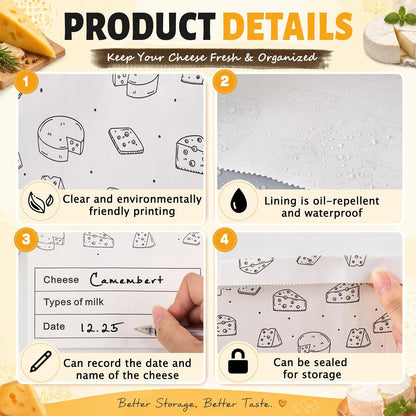 30 Count Cheese Storage Bags for Refrigerator, 10.6 x 6 Inch Cheese Paper Bags for Sandwiches, Wrapping and Food Container (Brown)