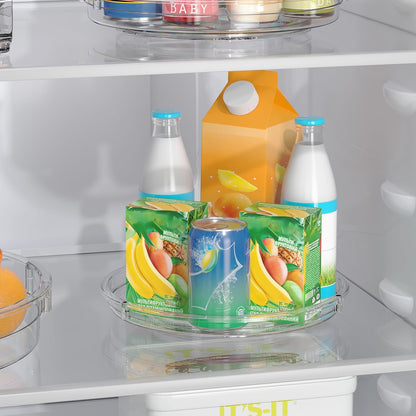 LAMU 4 Pack Lazy Susan Organizer, Clear Lazy Susan Turntable for Cabinet, Refrigerator, Table Top, Kitchen, Bathroom, Pantry Organizers and Storage, 2 Sizes Included 12in, 10.6in