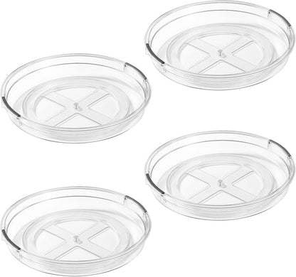 LAMU 4 Pack Lazy Susan Organizer, Clear Lazy Susan Turntable for Cabinet, Refrigerator, Table Top, Kitchen, Bathroom, Pantry Organizers and Storage, 2 Sizes Included 12in, 10.6in