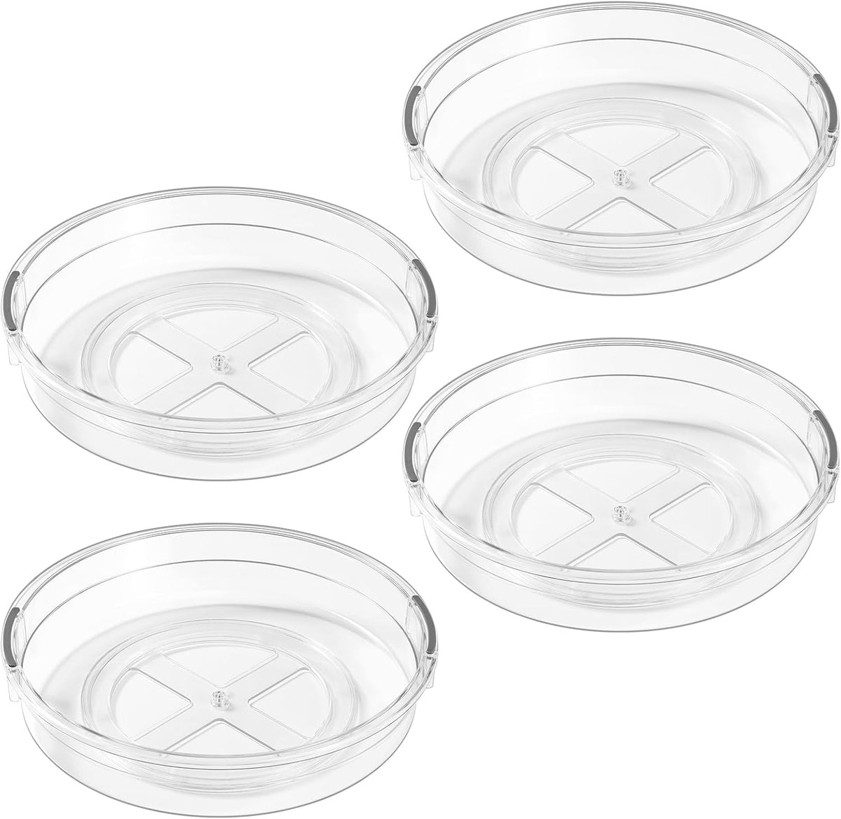 LAMU 4 Pack Lazy Susan Organizer, Clear Lazy Susan Turntable for Cabinet, Refrigerator, Table Top, Kitchen, Bathroom, Pantry Organizers and Storage, 2 Sizes Included 12in, 10.6in