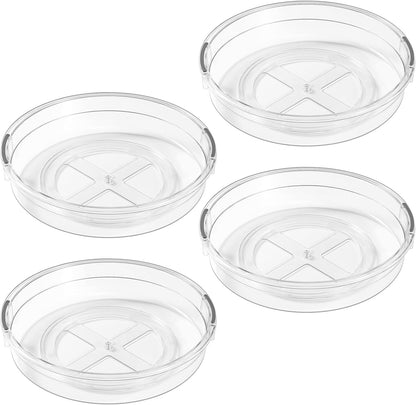 LAMU 4 Pack Lazy Susan Organizer, Clear Lazy Susan Turntable for Cabinet, Refrigerator, Table Top, Kitchen, Bathroom, Pantry Organizers and Storage, 2 Sizes Included 12in, 10.6in