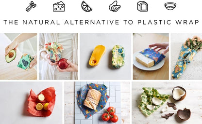Reusable Beeswax Wraps for Food | | Eco Friendly, Organic, Biodegradable, Plastic Free, Bee's Wrap Bowl Covers and Food Storage | Cling Wrap Alternative