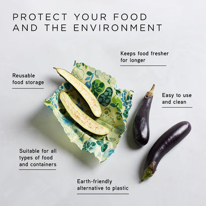 Reusable Beeswax Wraps for Food | | Eco Friendly, Organic, Biodegradable, Plastic Free, Bee's Wrap Bowl Covers and Food Storage | Cling Wrap Alternative
