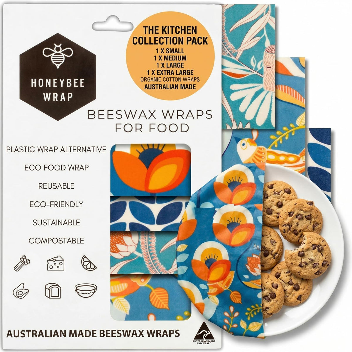 Reusable Beeswax Wraps for Food | | Eco Friendly, Organic, Biodegradable, Plastic Free, Bee's Wrap Bowl Covers and Food Storage | Cling Wrap Alternative