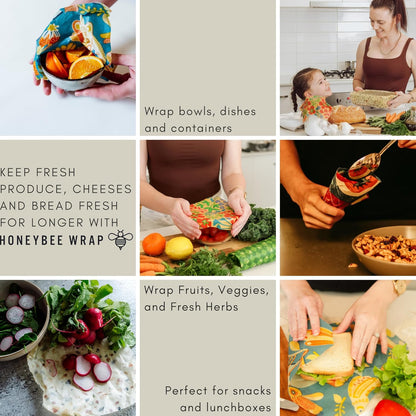 Reusable Beeswax Wraps for Food | | Eco Friendly, Organic, Biodegradable, Plastic Free, Bee's Wrap Bowl Covers and Food Storage | Cling Wrap Alternative