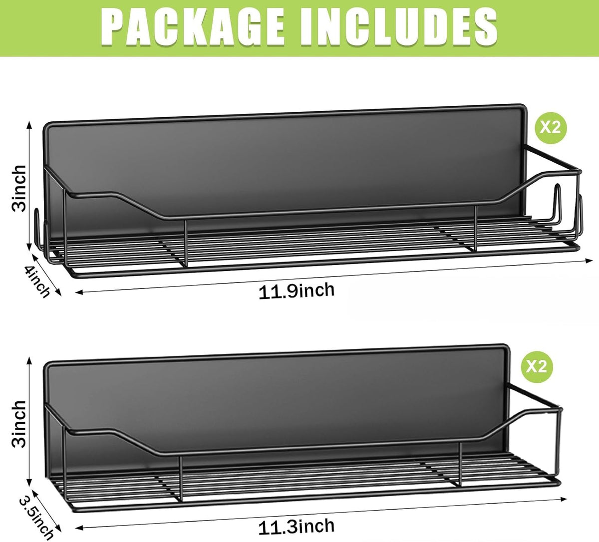 Magnetic Spice Rack for Refrigerator, Magnetic Fridge Shelf, Moveable Spice Organizer with Hook Rack, Paper Towel Holder, Utensil Holder,cup lid holder, Super Magnetic Rack Set (Black)