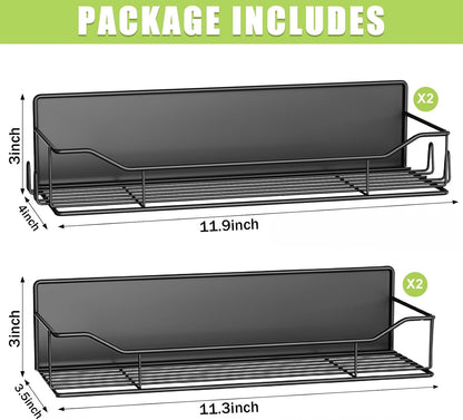 Magnetic Spice Rack for Refrigerator, Magnetic Fridge Shelf, Moveable Spice Organizer with Hook Rack, Paper Towel Holder, Utensil Holder,cup lid holder, Super Magnetic Rack Set (Black)