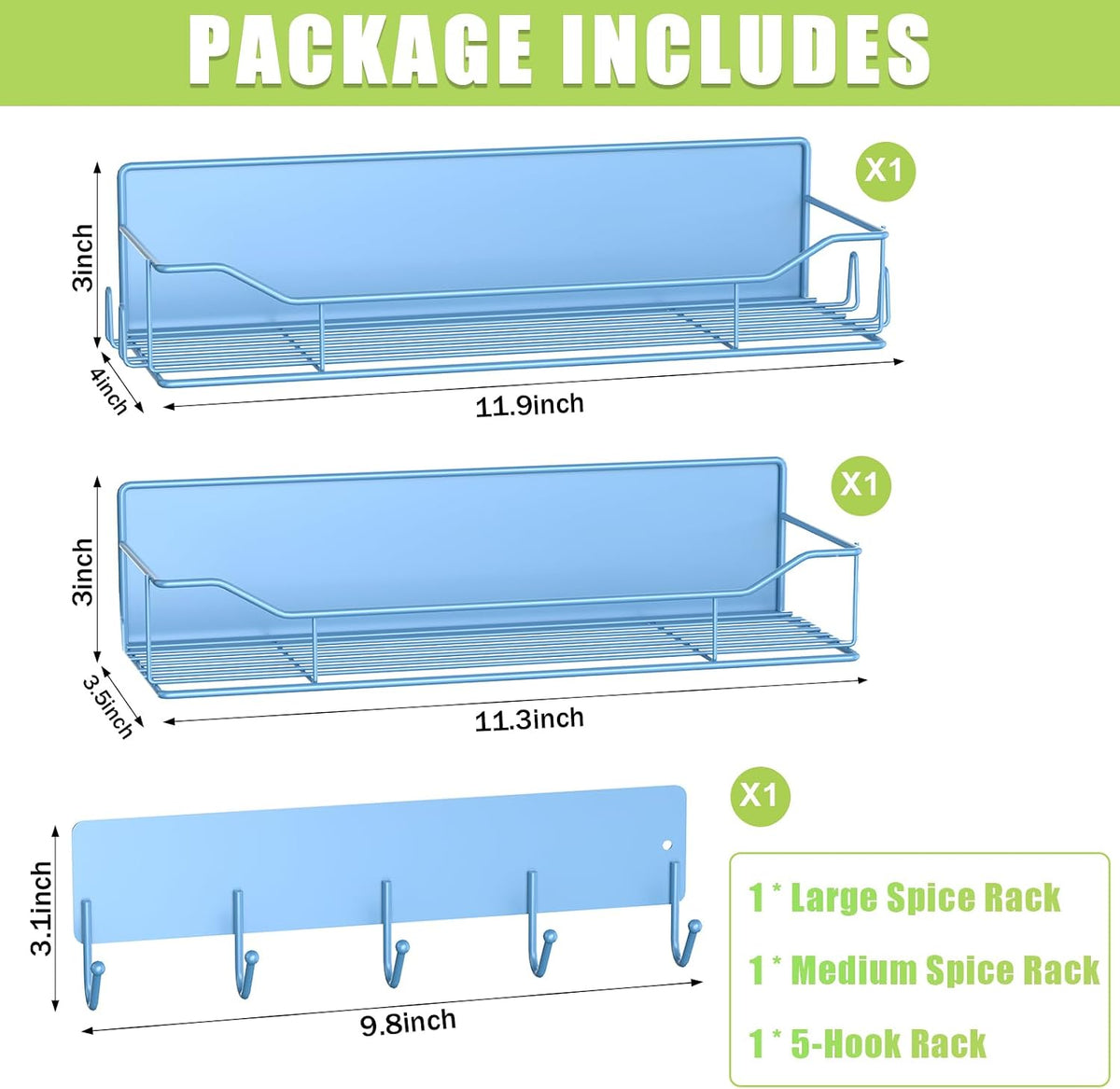 Magnetic Spice Rack for Refrigerator, Magnetic Fridge Shelf, Moveable Spice Organizer with Hook Rack, Paper Towel Holder, Utensil Holder,cup lid holder, Super Magnetic Rack Set (Black)