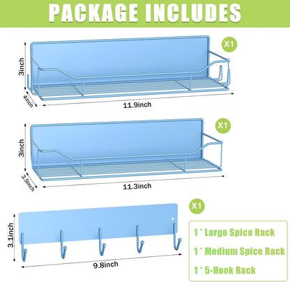 Magnetic Spice Rack for Refrigerator, Magnetic Fridge Shelf, Moveable Spice Organizer with Hook Rack, Paper Towel Holder, Utensil Holder,cup lid holder, Super Magnetic Rack Set (Black)