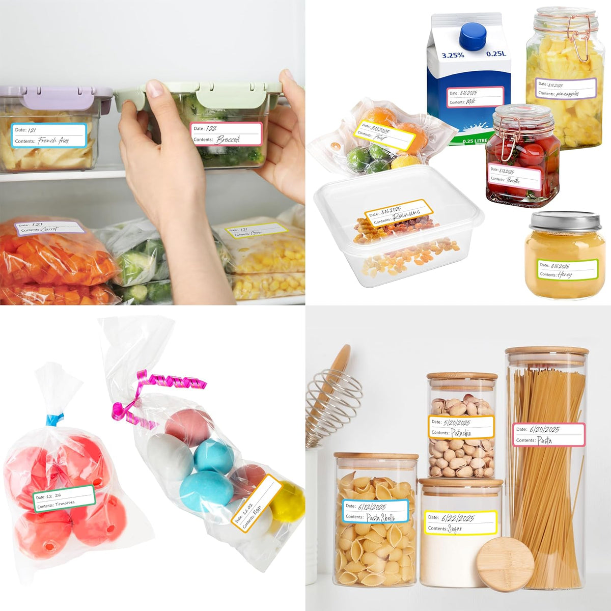 500 Freezer Refrigerator Food Labels Reminder Water Oil Resistant in Roll with Perforation Line,Removable Adhesive