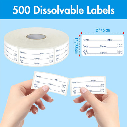 500 Freezer Refrigerator Food Labels Reminder Water Oil Resistant in Roll with Perforation Line,Removable Adhesive