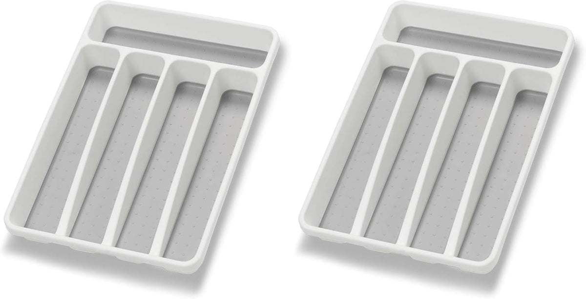 Silverware Organizer Utenisl Organizer Holder Kitchen Drawer Organizer Plastic Silverware Tray for Drawer Flatware Organizer 5 Compartment White