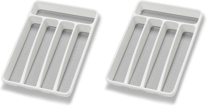 Silverware Organizer Utenisl Organizer Holder Kitchen Drawer Organizer Plastic Silverware Tray for Drawer Flatware Organizer 5 Compartment White