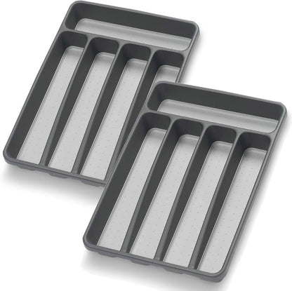 Silverware Organizer Utenisl Organizer Holder Kitchen Drawer Organizer Plastic Silverware Tray for Drawer Flatware Organizer 5 Compartment White