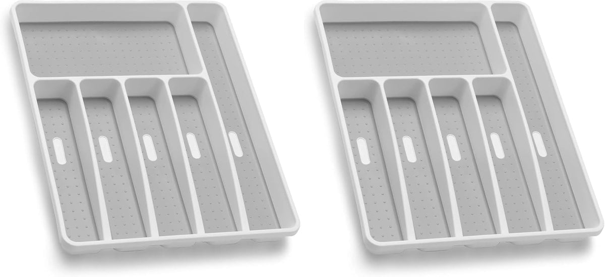 Silverware Organizer Utenisl Organizer Holder Kitchen Drawer Organizer Plastic Silverware Tray for Drawer Flatware Organizer 5 Compartment White