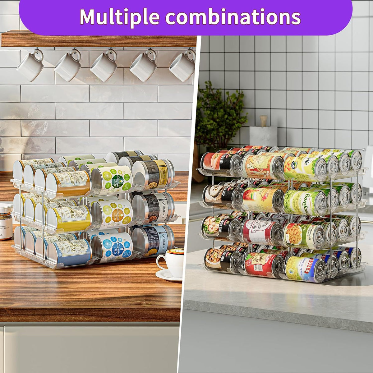 Can Organizer for Pantry, 3-Tier Combinable Can Rack