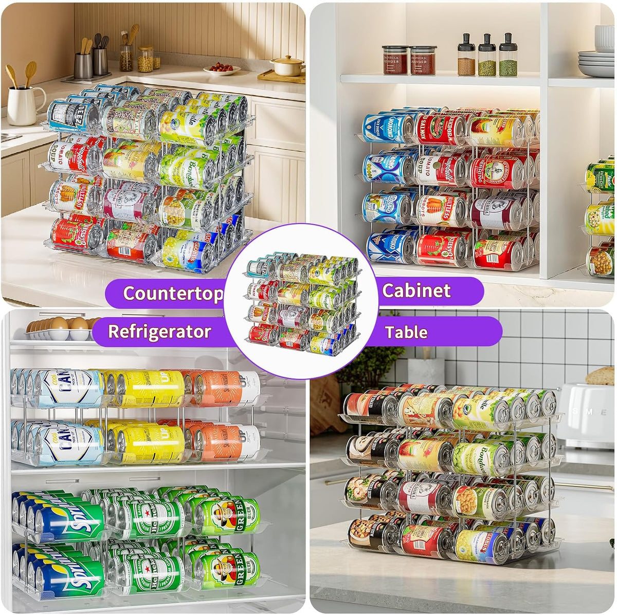 Can Organizer for Pantry, 3-Tier Combinable Can Rack