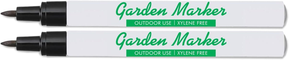 Garden Markers for Outdoor Use, 0.8 mm Medium Point, Black - Fade Resistant Ink, Waterproof, Xylene Free, No Smudging, Dries Quick, Alcohol Based Garden Marker Pen, Use On Almost Any Surface, 2 Count