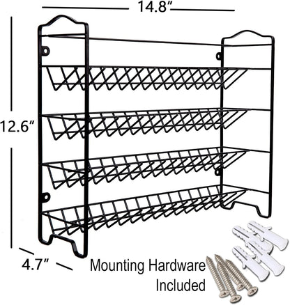 Spice Rack Organizer with 32 Glass Spice Jars, 396 Spice Labels, Chalk Marker and Funnel Complete Set, for Cabinet, Countertop, Cupboard or Wall Mount, Black