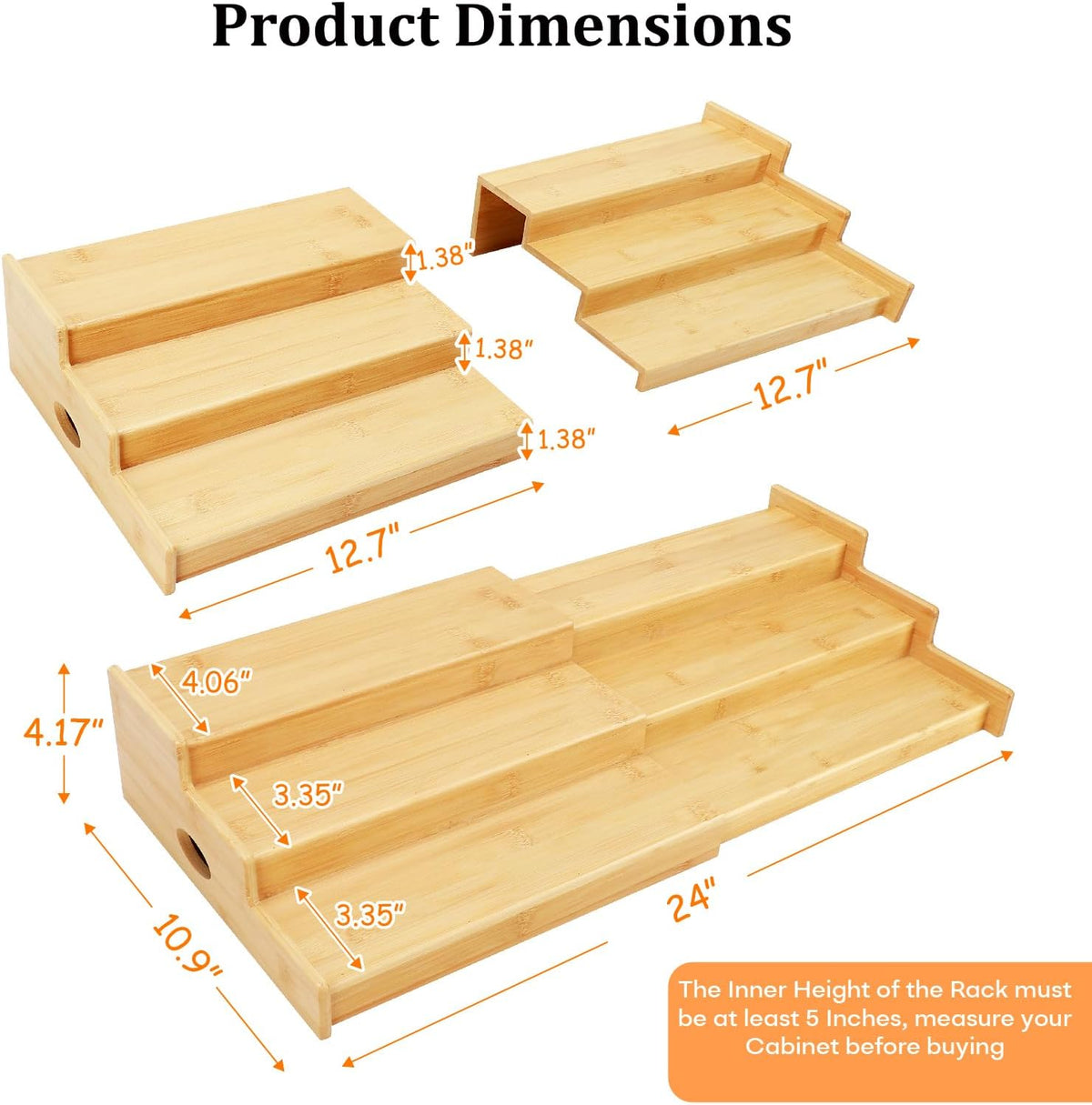 Expandable Can Rack Organizer for Pantry, 3 Tier Bamboo Adjustable Can Storage Holder, Soda Organizer Holds Up to 24 Cans, Canned goods Storage Display Shelf for Kitchen,Countertop, Cabinet