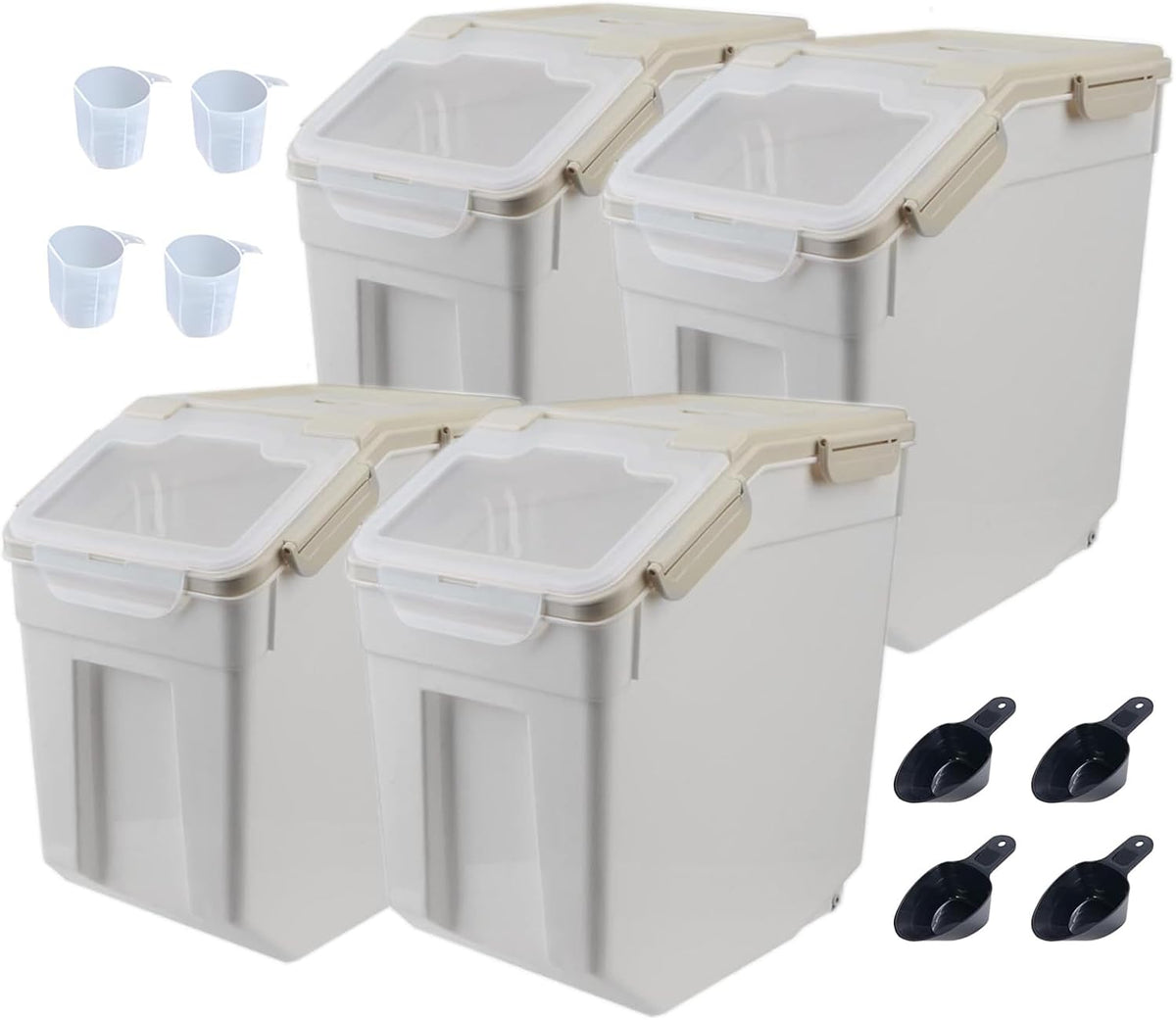 Large Flour Storage Container 25 lb, Airtight Food Storage Bins with Wheels & Locking Lid, BPA Free Rice Grain Organizer with Measuring Cup, Flour Bin for Kitchen Pantry (Blue)