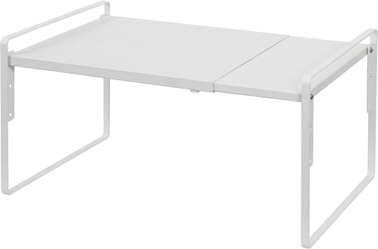 Cabinet Shelf Riser, Adjustable Cabinet Organizer, 10.3" Deep White