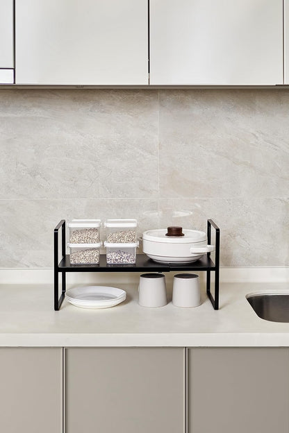Cabinet Shelf Riser, Adjustable Cabinet Organizer, 10.3" Deep White