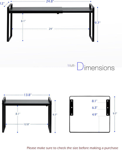 Cabinet Shelf Riser, Adjustable Cabinet Organizer, 10.3" Deep White