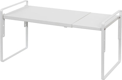 Cabinet Shelf Riser, Adjustable Cabinet Organizer, 10.3" Deep White