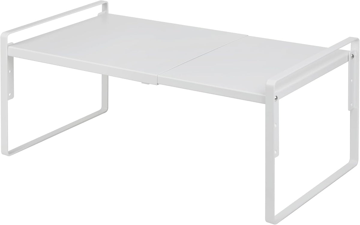 Cabinet Shelf Riser, Adjustable Cabinet Organizer, 10.3" Deep White