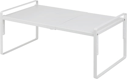 Cabinet Shelf Riser, Adjustable Cabinet Organizer, 10.3" Deep White