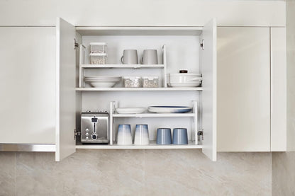 Cabinet Shelf Riser, Adjustable Cabinet Organizer, 10.3" Deep White