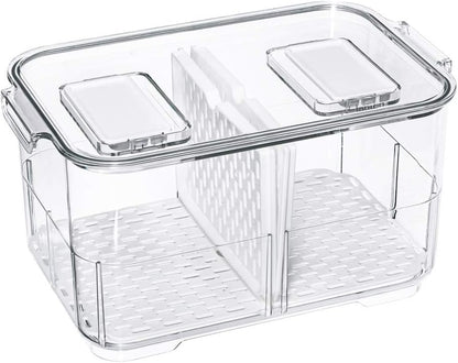 Vegetable Fruit Storage Containers, Refrigerator Storage Containers Fresh Produce Saver with Lids and Vents,Stackable Salad Lettuce Keeper for Refrigerator,BPA-free Stay Fresh Containers Bin