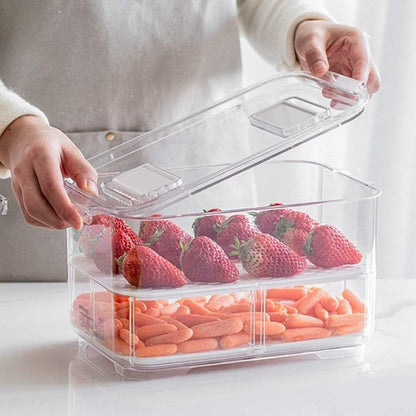 Vegetable Fruit Storage Containers, Refrigerator Storage Containers Fresh Produce Saver with Lids and Vents,Stackable Salad Lettuce Keeper for Refrigerator,BPA-free Stay Fresh Containers Bin