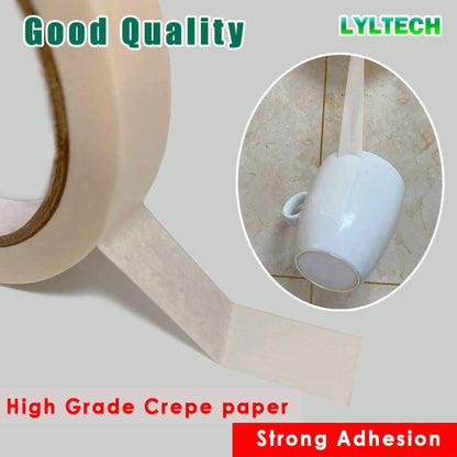Crepe Paper Freezer Tape 3 Rolls x 3/4in x16yd | 48yd Total,1.5in Core,Low Temp Resistant,Writable,Easy Tear & Residue-Free for Freezer Cold Storage Labeling