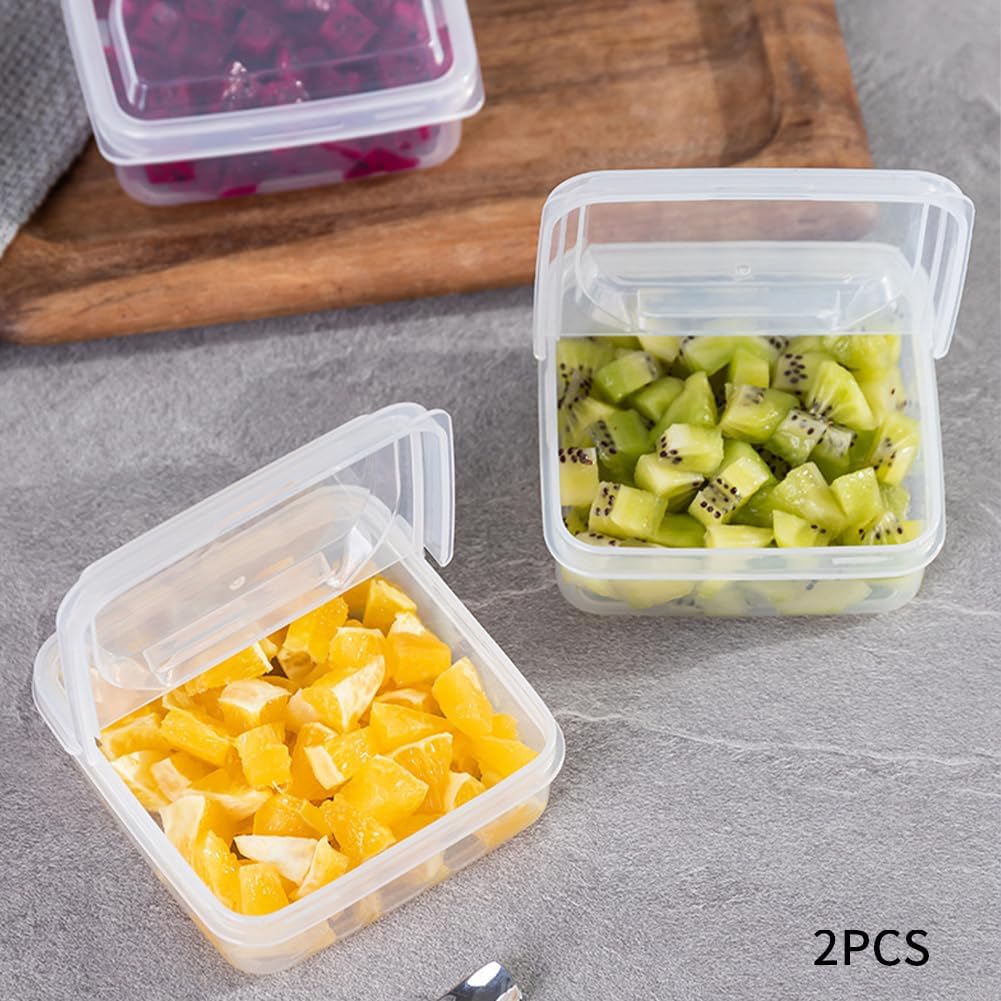2Pack Sliced Cheese Container for Fridge, Flip Lid Clear Butter Block Cheese Slice Storage Box, Keeps Cheeses Fresh Longer and Delicious, Refrigerator Organizer for Food Grated Cheese-Singles