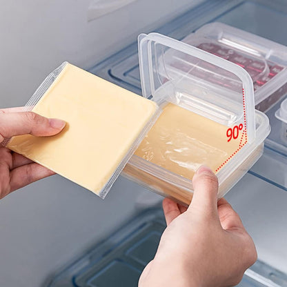2Pack Sliced Cheese Container for Fridge, Flip Lid Clear Butter Block Cheese Slice Storage Box, Keeps Cheeses Fresh Longer and Delicious, Refrigerator Organizer for Food Grated Cheese-Singles