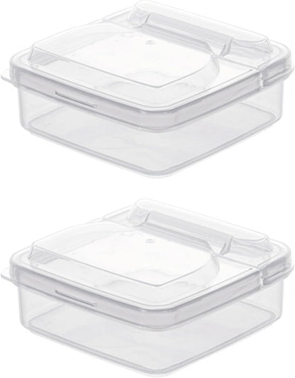2Pack Sliced Cheese Container for Fridge, Flip Lid Clear Butter Block Cheese Slice Storage Box, Keeps Cheeses Fresh Longer and Delicious, Refrigerator Organizer for Food Grated Cheese-Singles