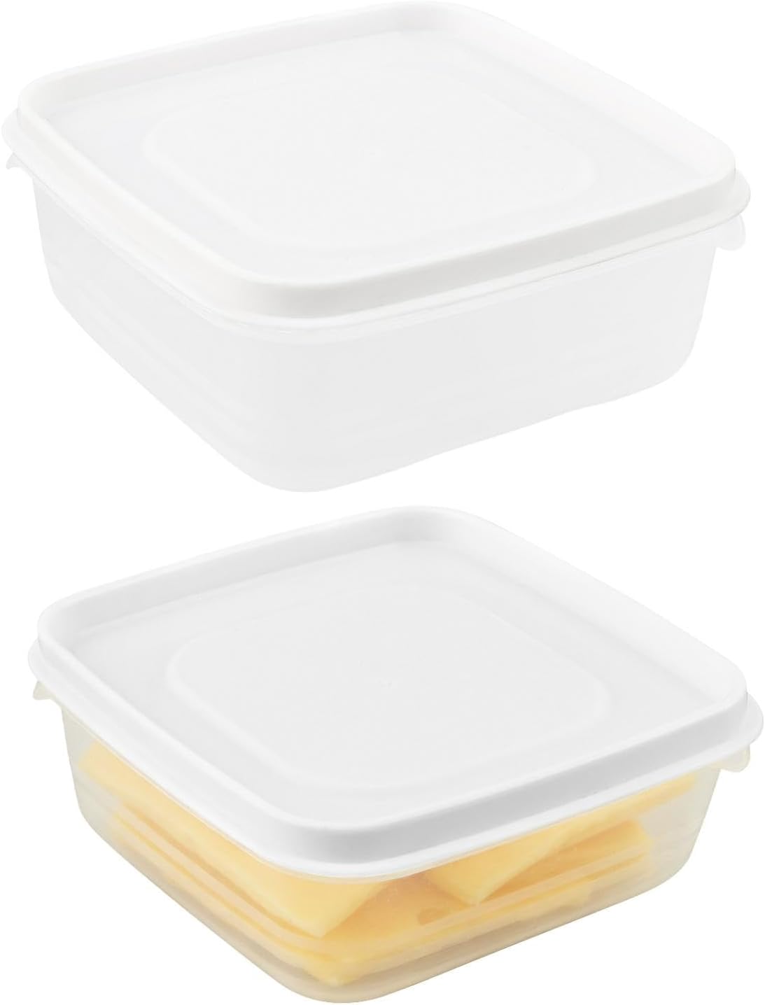 2Pack Sliced Cheese Container for Fridge, Flip Lid Clear Butter Block Cheese Slice Storage Box, Keeps Cheeses Fresh Longer and Delicious, Refrigerator Organizer for Food Grated Cheese-Singles