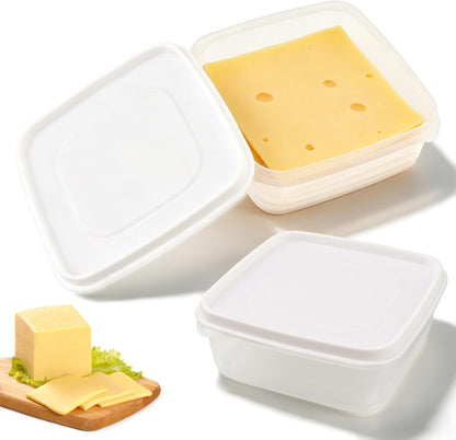2Pack Sliced Cheese Container for Fridge, Flip Lid Clear Butter Block Cheese Slice Storage Box, Keeps Cheeses Fresh Longer and Delicious, Refrigerator Organizer for Food Grated Cheese-Singles