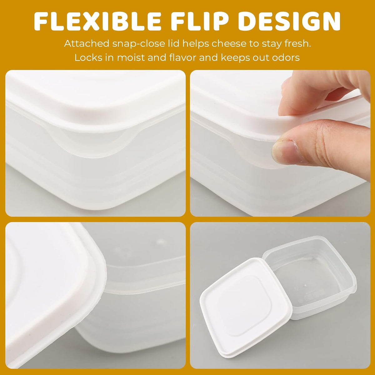 2Pack Sliced Cheese Container for Fridge, Flip Lid Clear Butter Block Cheese Slice Storage Box, Keeps Cheeses Fresh Longer and Delicious, Refrigerator Organizer for Food Grated Cheese-Singles