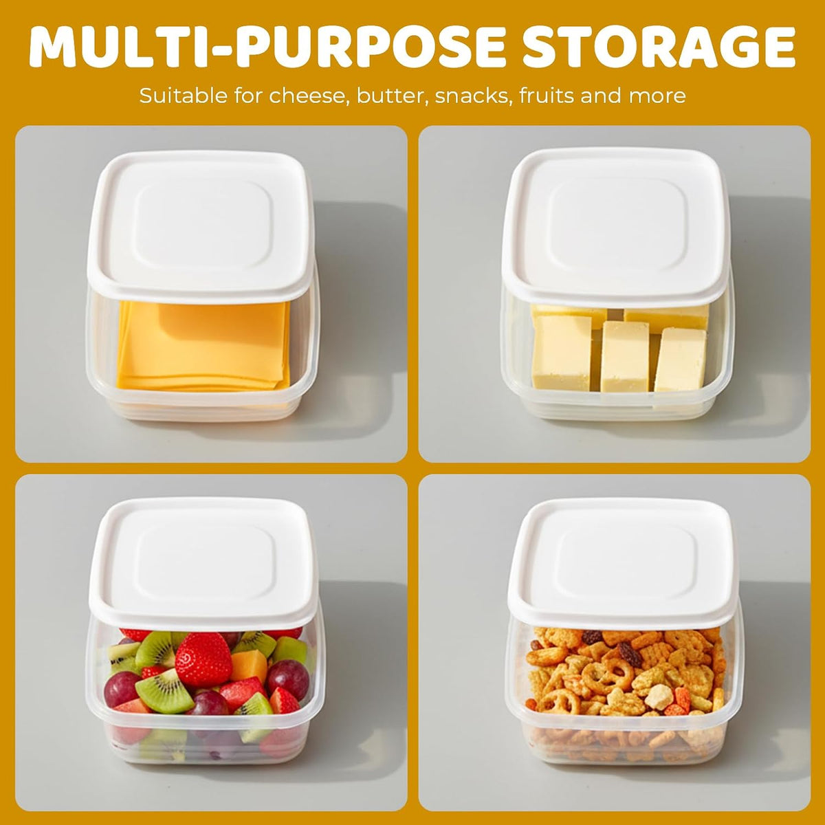 2Pack Sliced Cheese Container for Fridge, Flip Lid Clear Butter Block Cheese Slice Storage Box, Keeps Cheeses Fresh Longer and Delicious, Refrigerator Organizer for Food Grated Cheese-Singles