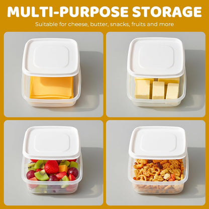 2Pack Sliced Cheese Container for Fridge, Flip Lid Clear Butter Block Cheese Slice Storage Box, Keeps Cheeses Fresh Longer and Delicious, Refrigerator Organizer for Food Grated Cheese-Singles