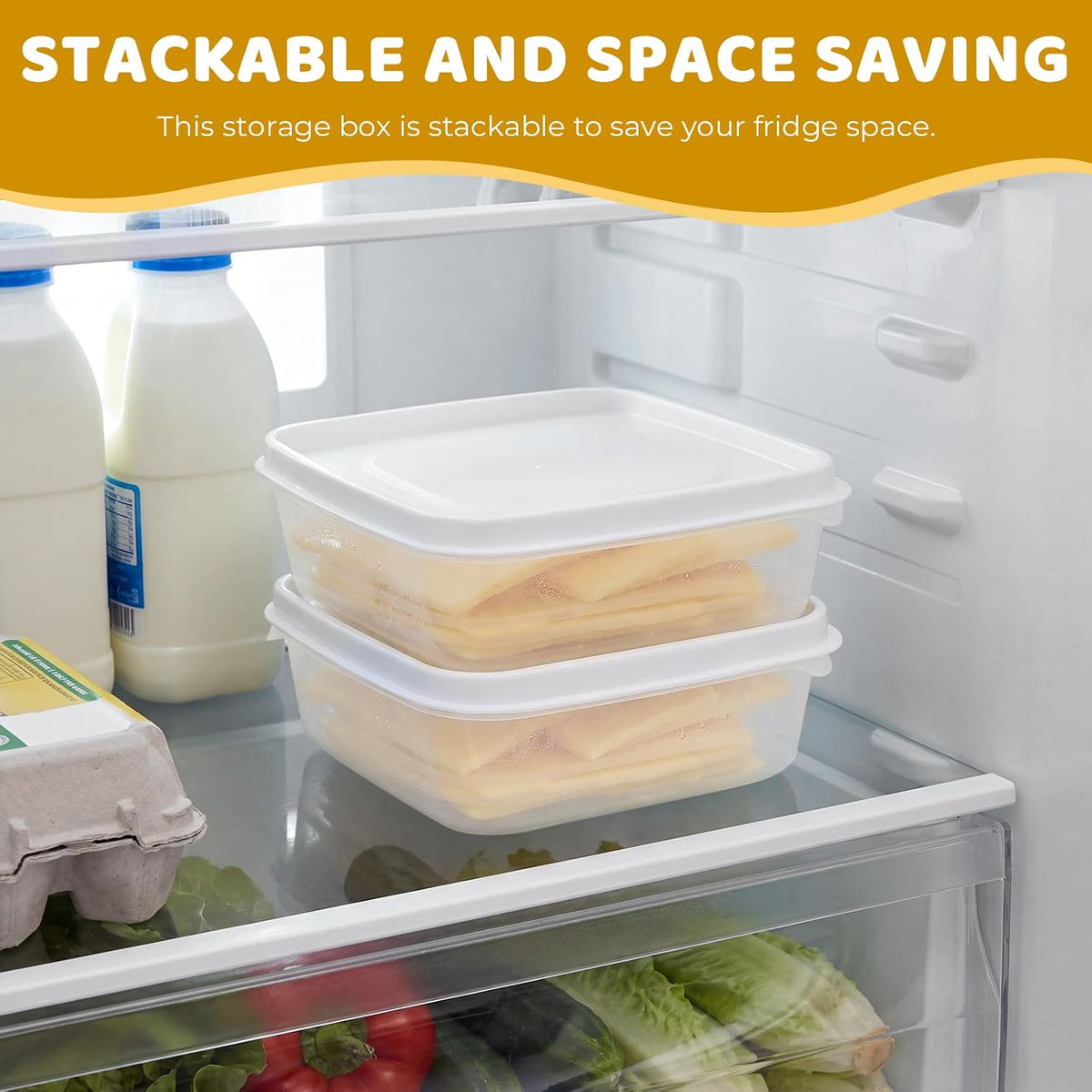 2Pack Sliced Cheese Container for Fridge, Flip Lid Clear Butter Block Cheese Slice Storage Box, Keeps Cheeses Fresh Longer and Delicious, Refrigerator Organizer for Food Grated Cheese-Singles