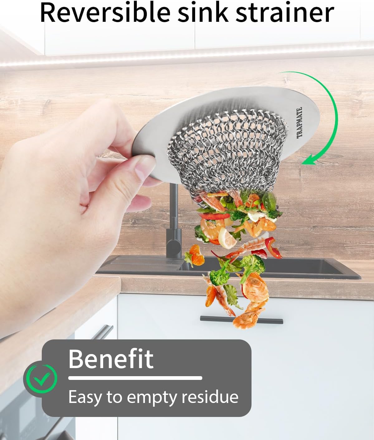 Reversible Kitchen Sink Drain Strainer Basket, Fits Sink & Garbage Disposal