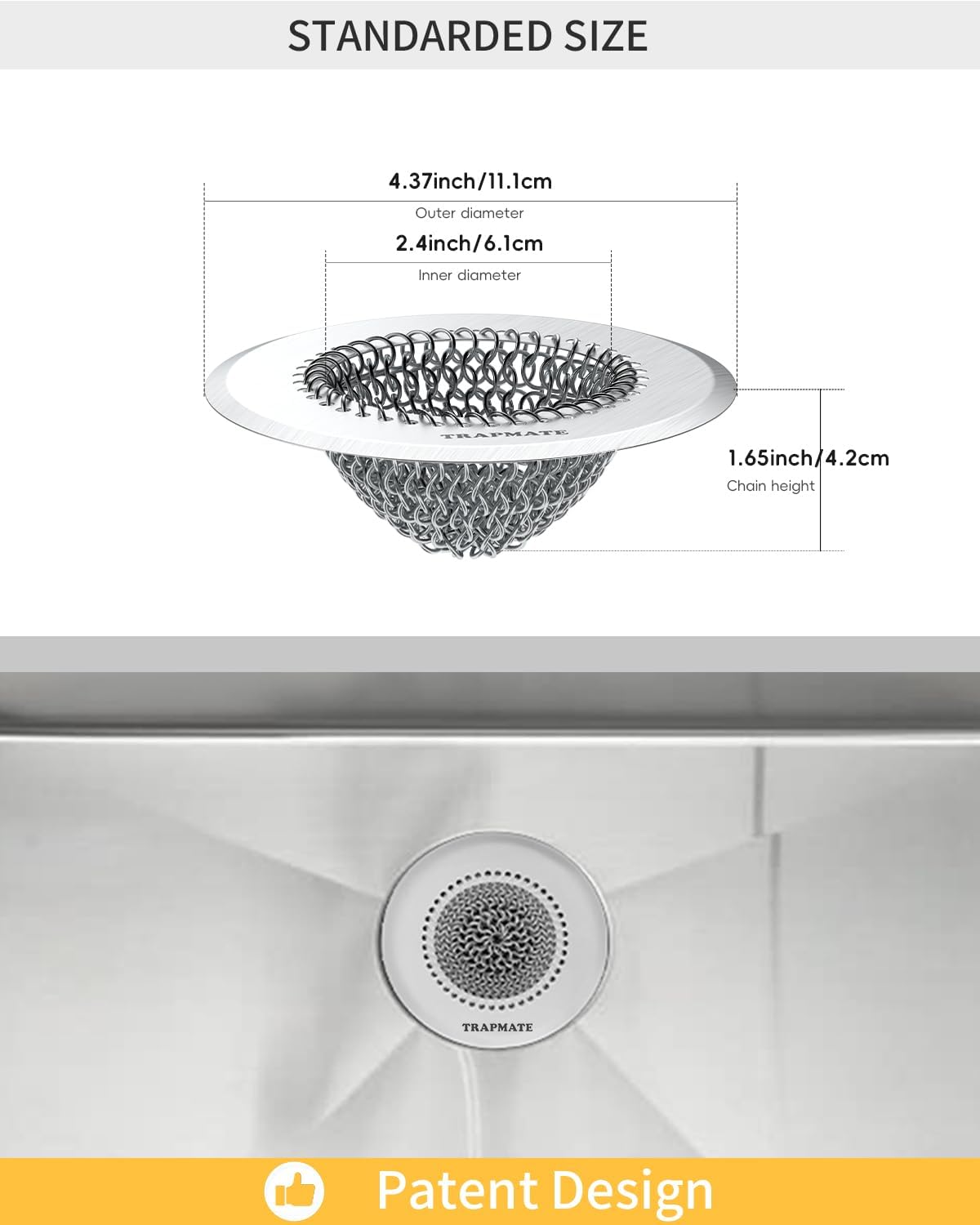 Reversible Kitchen Sink Drain Strainer Basket, Fits Sink & Garbage Disposal