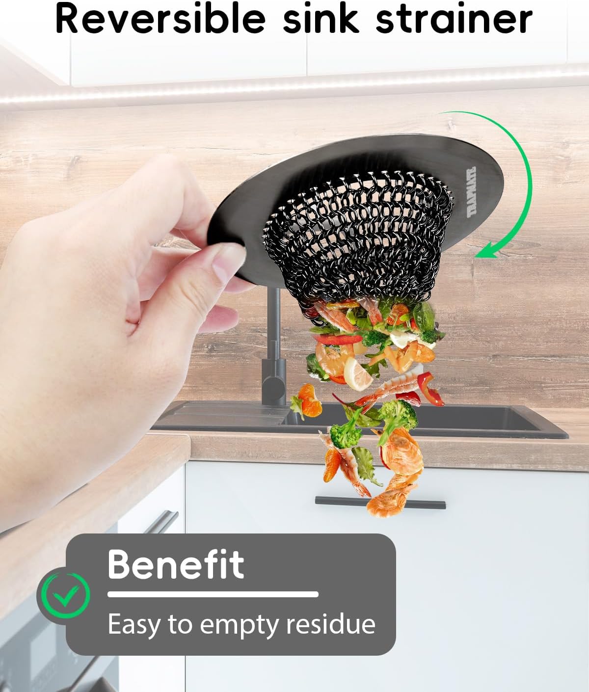 Reversible Kitchen Sink Drain Strainer Basket, Fits Sink & Garbage Disposal