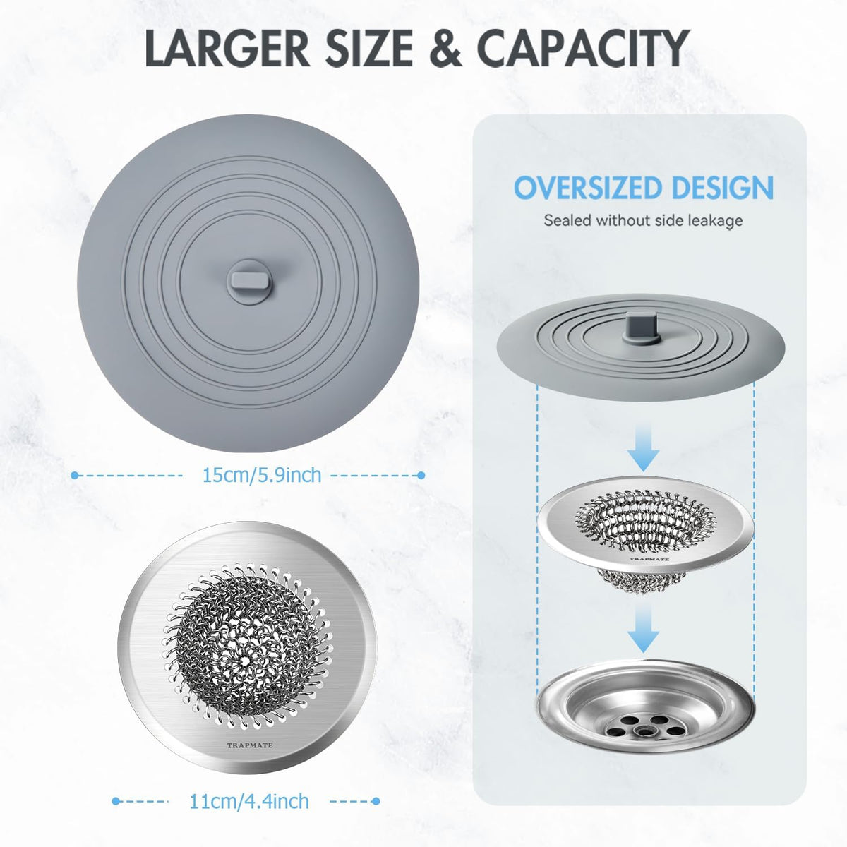 Reversible Kitchen Sink Drain Strainer Basket, Fits Sink & Garbage Disposal